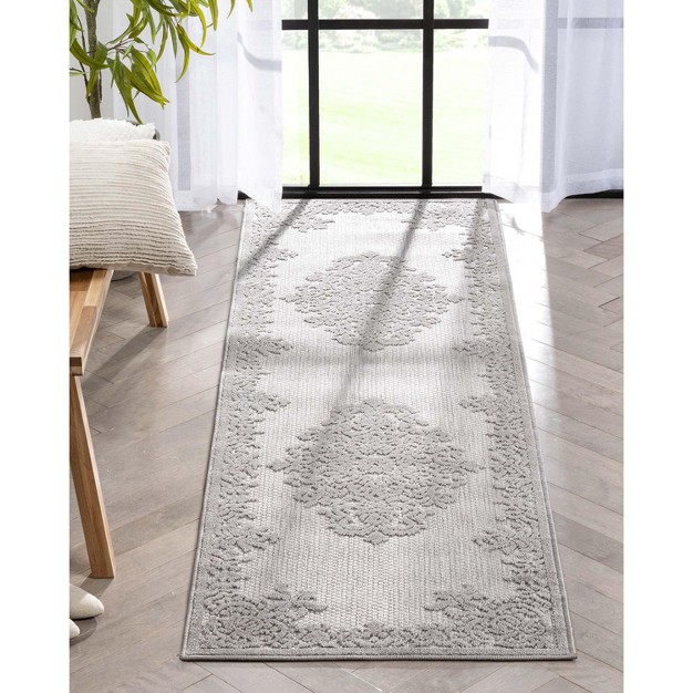 Well Woven Arid Oriental Medallion Indoor Outdoorhigh low Pile Area Rug