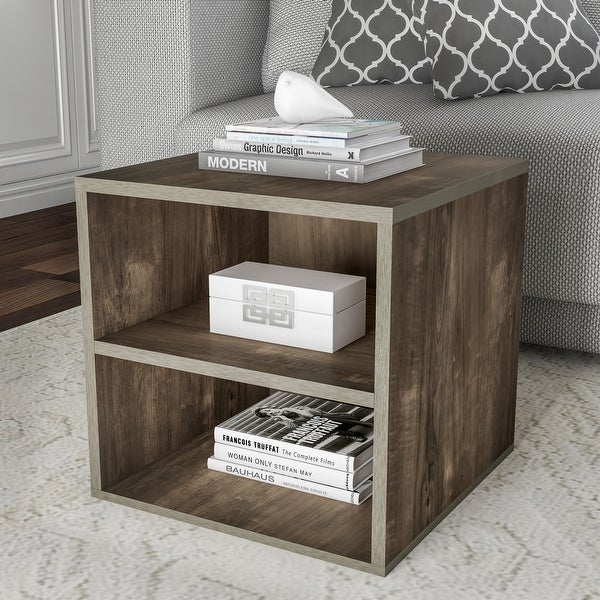 Hastings Home 2-Shelf Cube End Table - 15.75