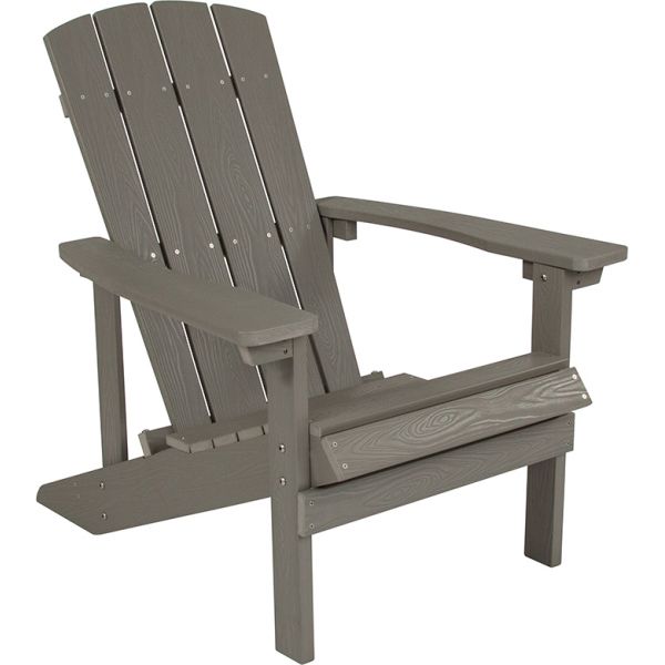 Charlestown Commercial All-Weather Poly Resin Wood Adirondack Chair in Gray