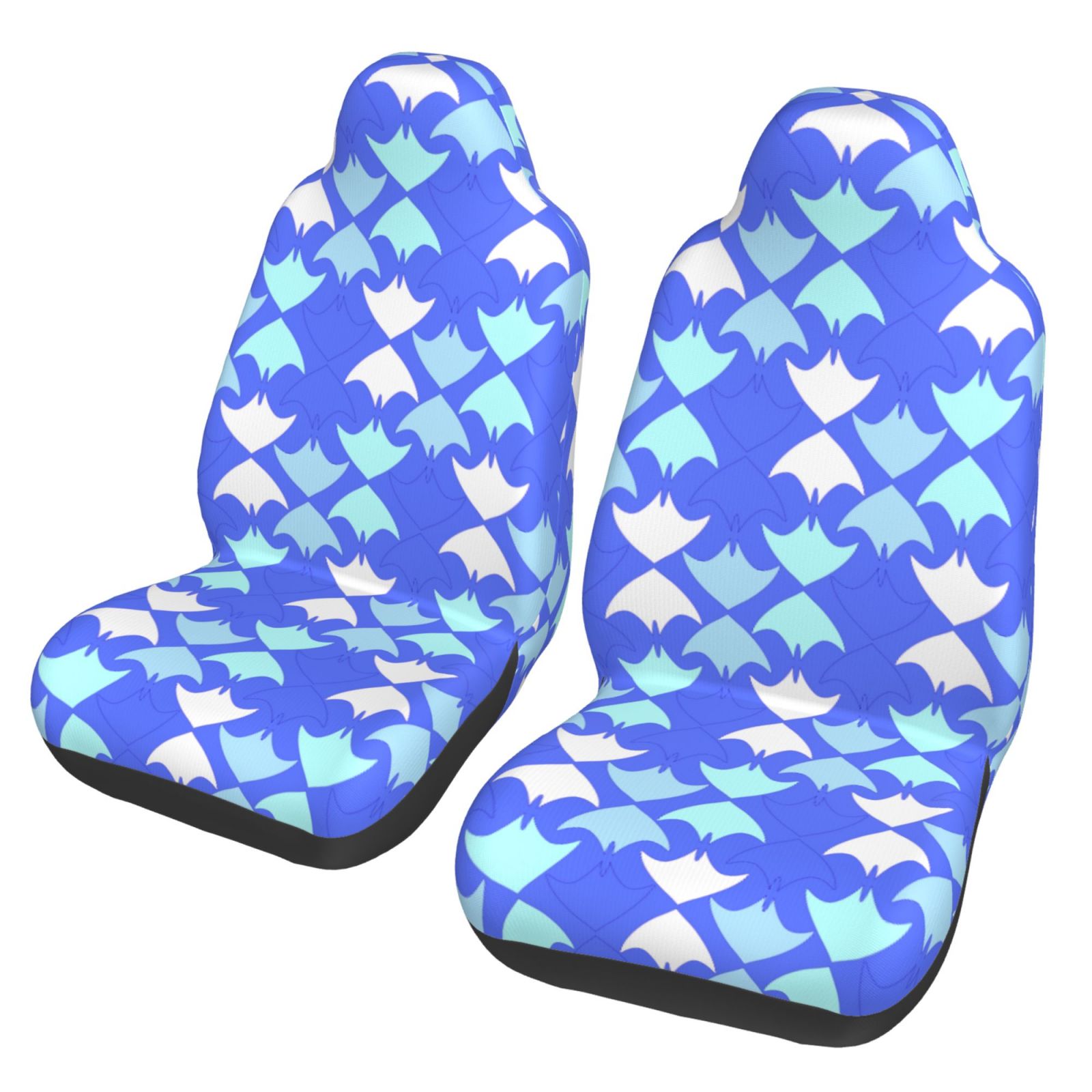 TEQUAN Front Seat Covers， Blue Abstract Swifts Mosaic Collage Pattern 2 Piece Car Seat Cover Fit Most Car SUV Truck Van