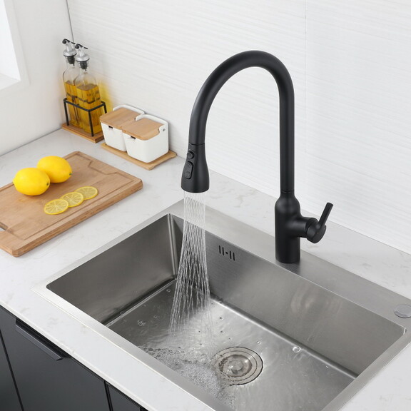 Kitchen Faucet with Pull Down Sprayer Matte Black ...