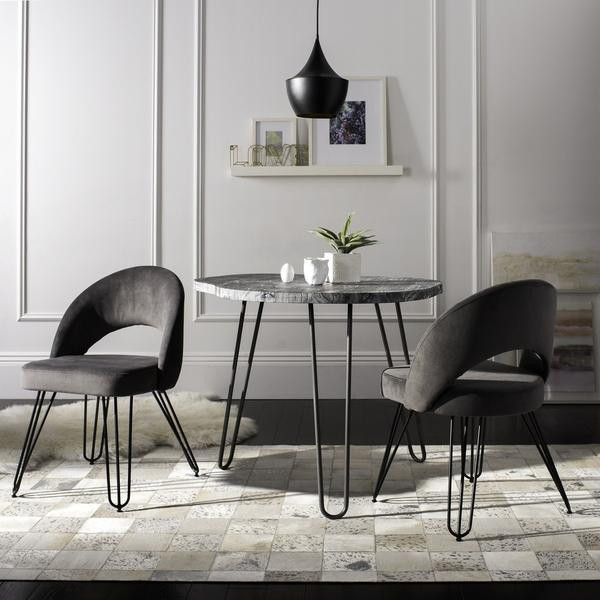 Vinnie Velvet Retro Dining Chair  Set of 2  Dark Gray   Midcentury   Dining Chairs   by V.S.D Furniture  Houzz