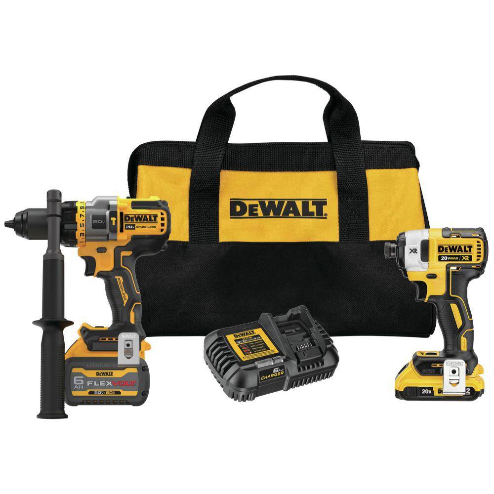 DW 20V MAX Cordless Brushless Hammer DrillDriver 2 Tool Combo Kit with FLEXVOLT ADVANTAGE DCK2100D1T1