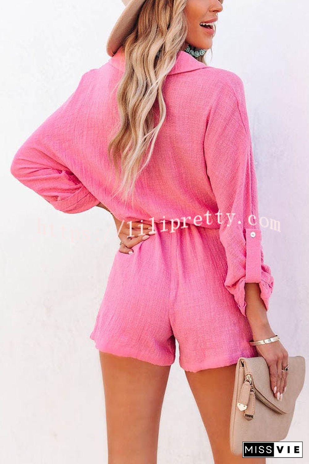 Hotel California Cotton Button Down Utility Romper