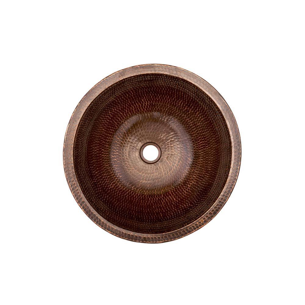 Premier Copper Products Small Round Skirted Hammered Copper Vessel Sink in Oil Rubbed Bronze VR15SKDB