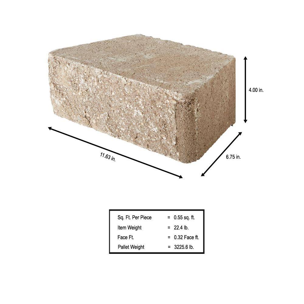 Pavestone RockWall Small 4 in. x 11.75 in. x 6.75 in. Pecan Concrete Retaining Wall Block (144 Pcs.  46.5 sq. ft.  Pallet) 87524