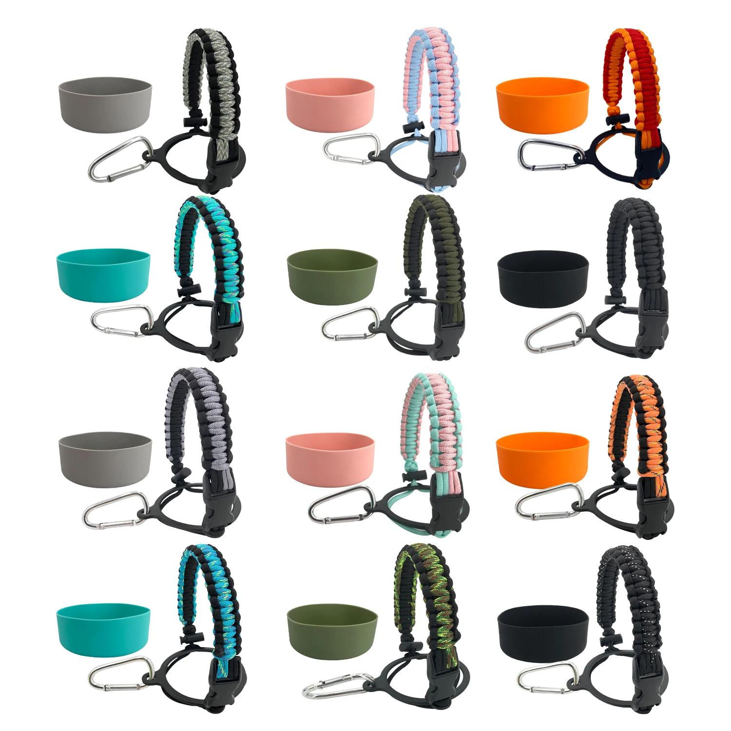 2023 Top Seller Wide Mouth Bottle Holder For Camping   Hiking  Silicone Sleeve Paracord Water Bottle Handle