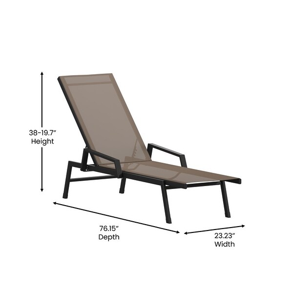 Set of 2 AllWeather Textilene Adjustable Chaise Lounge Chairs with Arms