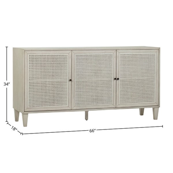 Xander Reclaimed Acacia White Wash Coastal 66-inch Long 3-Door Sideboard with Iron Hardware