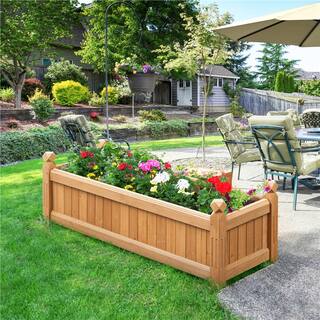Yaheetech 43.5 in. L x 16 in. W x 14 in. H Wooden Raised Garden Bed Planter Box for PatioYardGreenhouse Light Brown DY13wj0001
