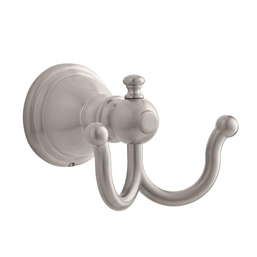 Glacier Bay Lyndhurst Double Robe Hook in Brushed Nickel 20276-0304