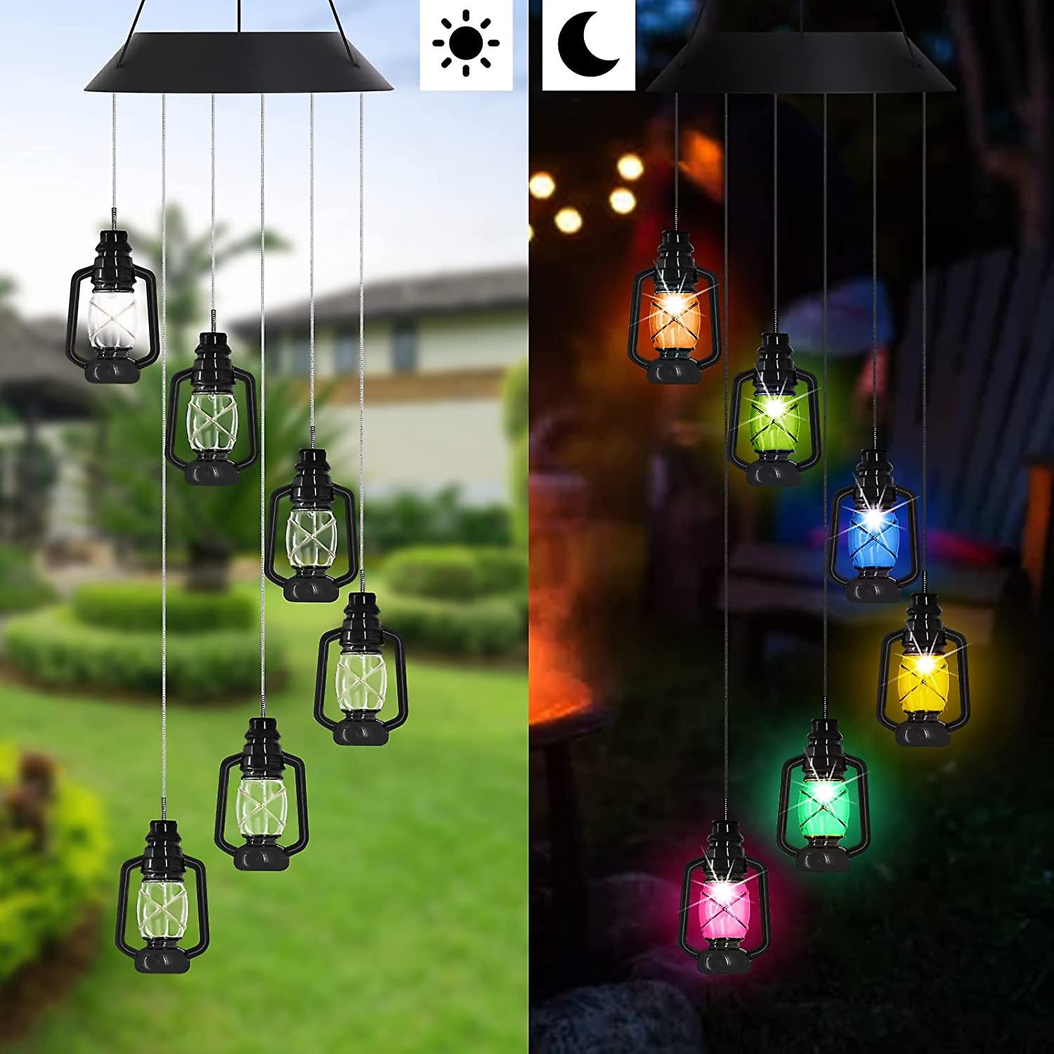 Color-changing Solar Powered Lanterns Wind Chime Wind Moblie Led Light， Gzero Spiral Spinner Windchime Portable Outdoor Chime For Patio， Deck， Yard， G