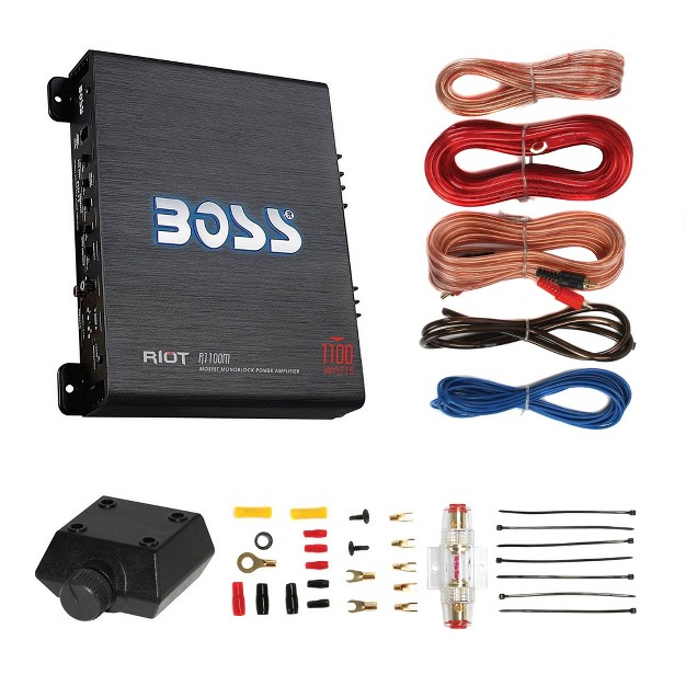 New Boss R1100m 1100w Mono Car Audio Amplifier Amp amp 8 Gauge Amp Wiring Kit