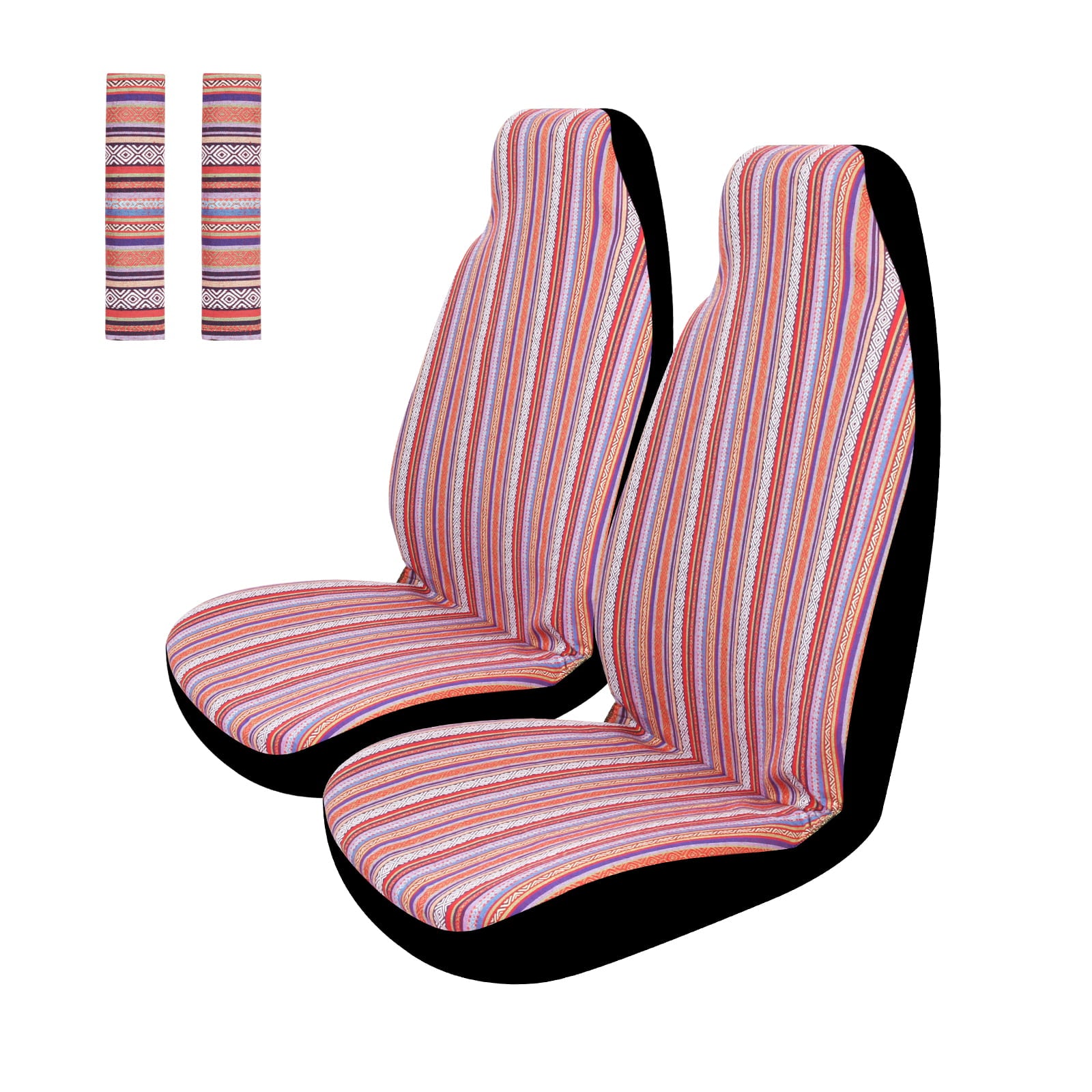 Copap Car Seat Covers for Front Seat Baja Blanket Multi-Color Stripe 4pc Universal Fits for Car