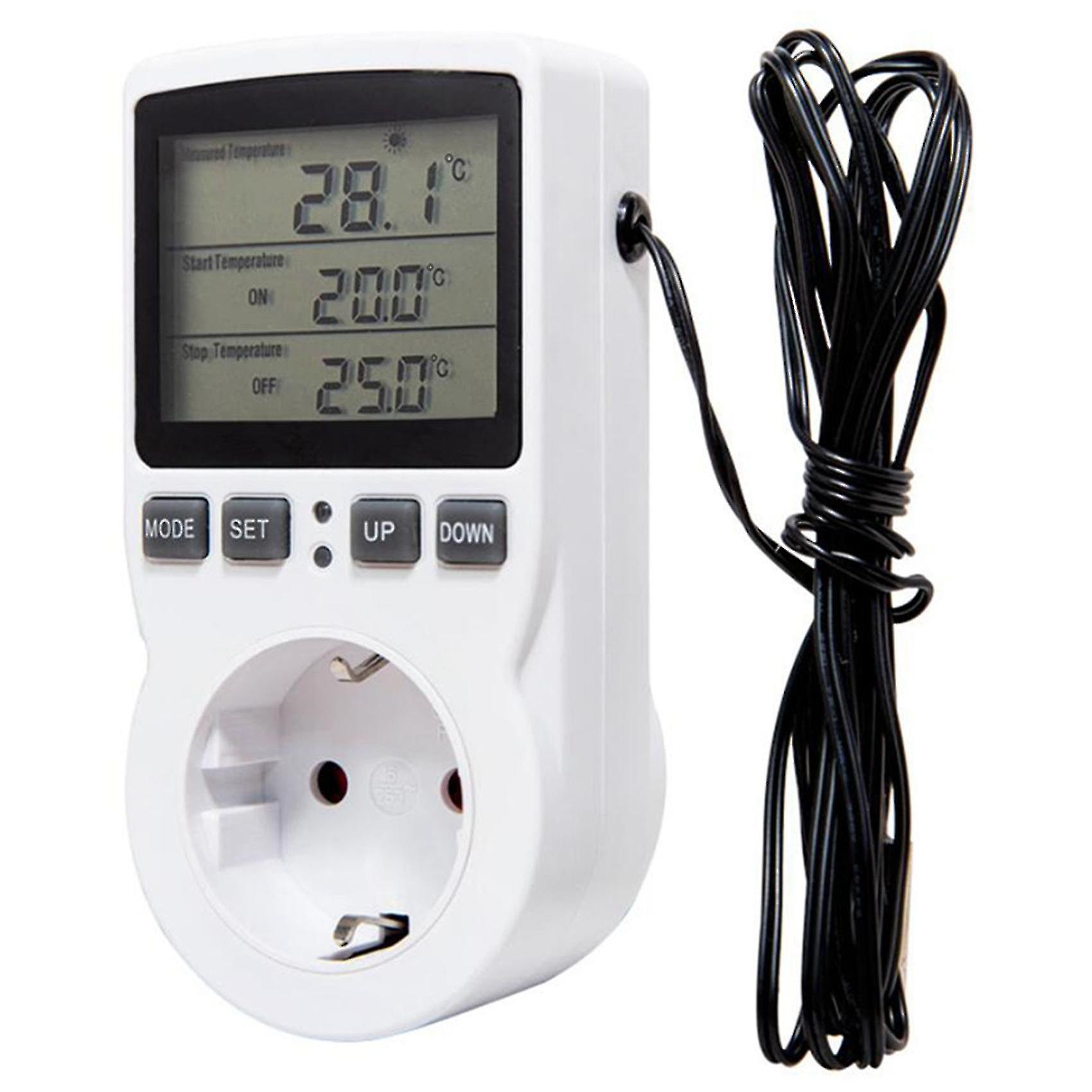 2x Temperature Controller Socket With Timer Switch 16a Mode Eu Plug