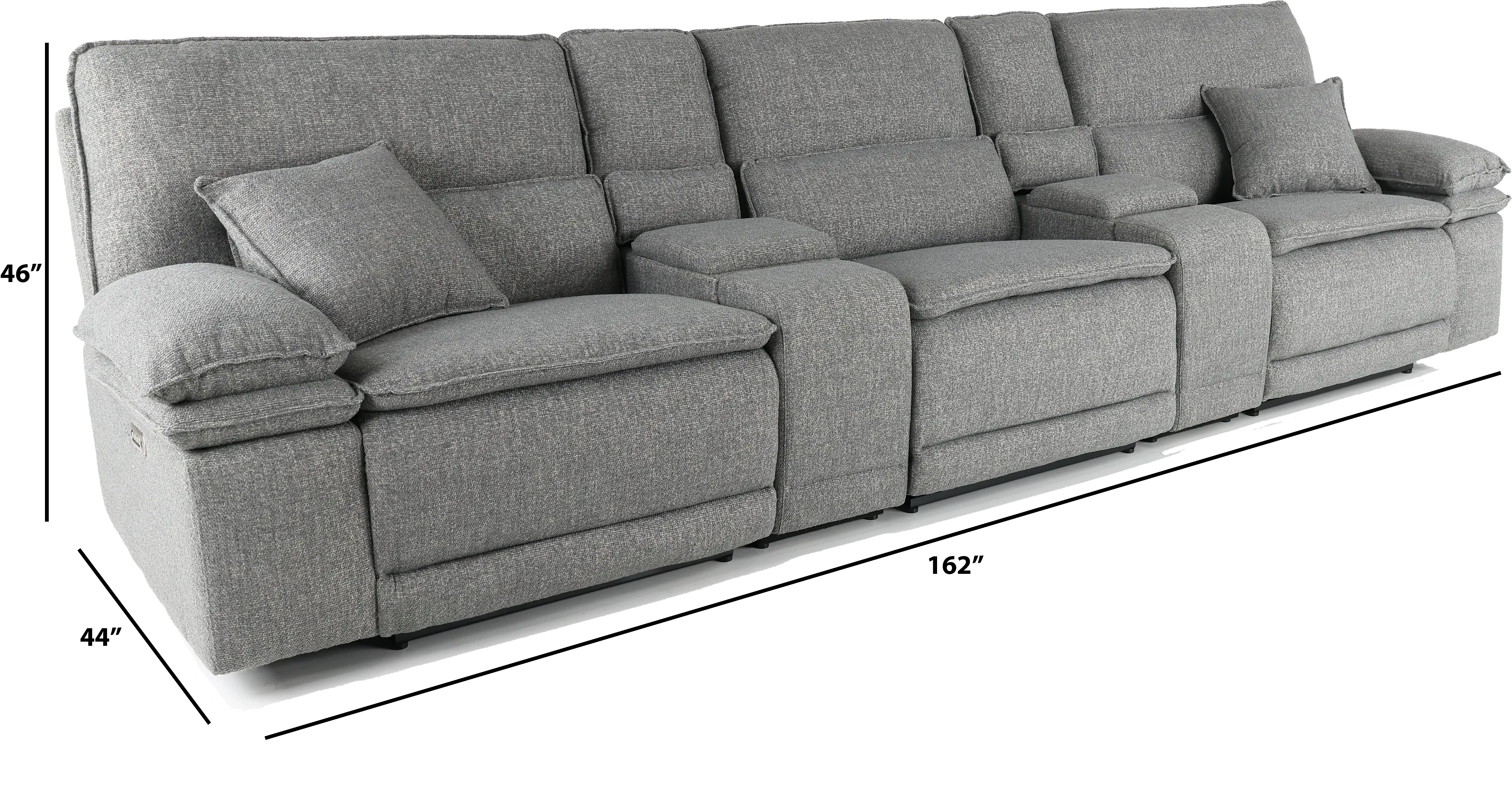 Merino Charcoal Gray 5 Piece Power Reclining Sofa