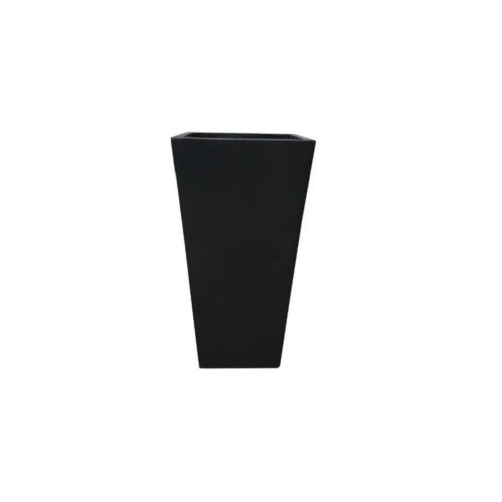 KANTE 28 in. Tall Burnished Black Lightweight Concrete Modern Tapered Tall Square Outdoor Planter RF0229A-S-70221