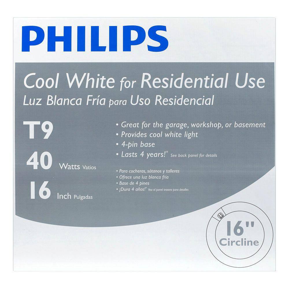 Philips 40-Watt 16 in. Linear Circline T9 Fluorescent Tube Light Bulb Cool White (4100K) (1-Pack) 391185