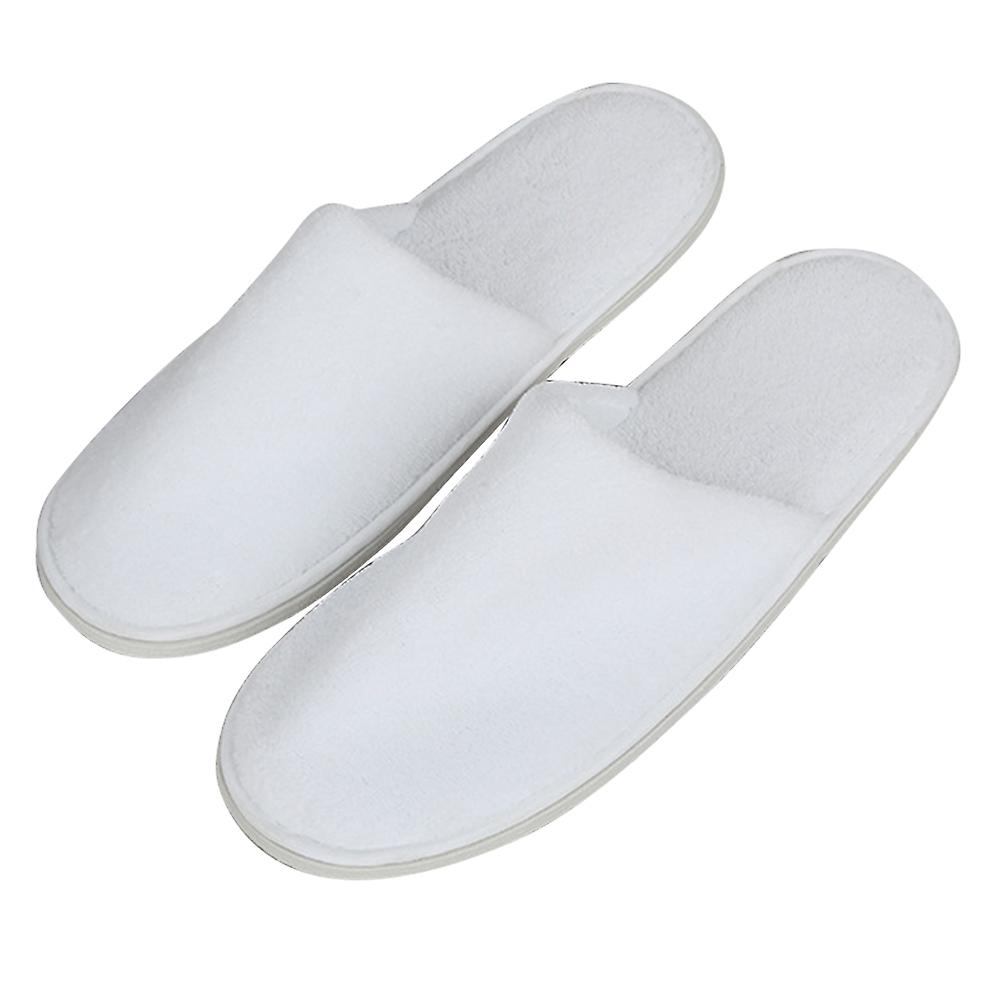 White 1-pair Free-size Disposable Slippers Hotel Unisex Guest Slippers Closed-toe Style Soft Thickened Coral Fleece Slippers Footwear For Home Homesta