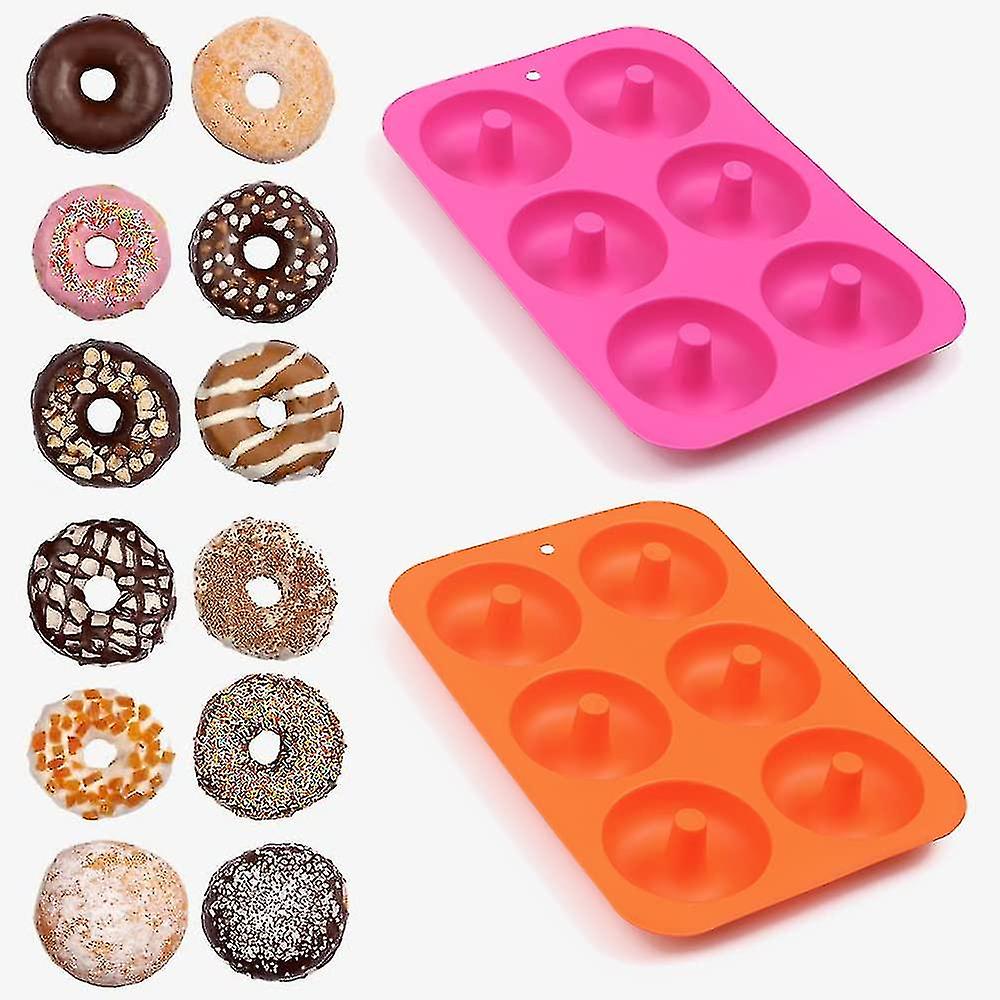 Silicone Doughnut Pan， 6 Cavity Non-stick Silicone Doughnut Mold For Doughnuts， Bagels - Set Of 4