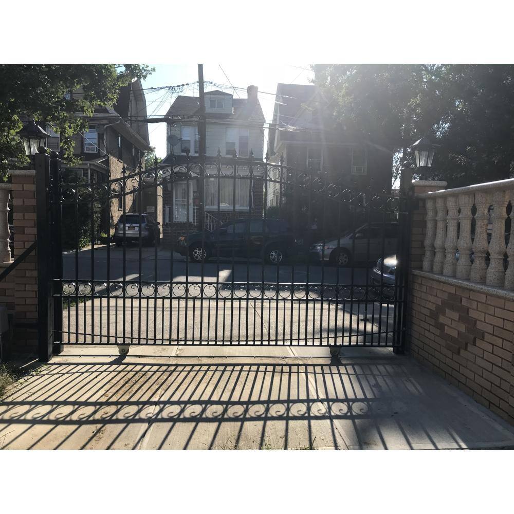 ALEKO London Style 12 ft. x 6 ft. Black Steel Single Slide Driveway Fence Gate DG12LONSSL-HD