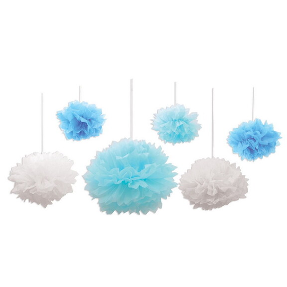 Beistle 53309 Tissue Fluff Balls  blue   white3 ...