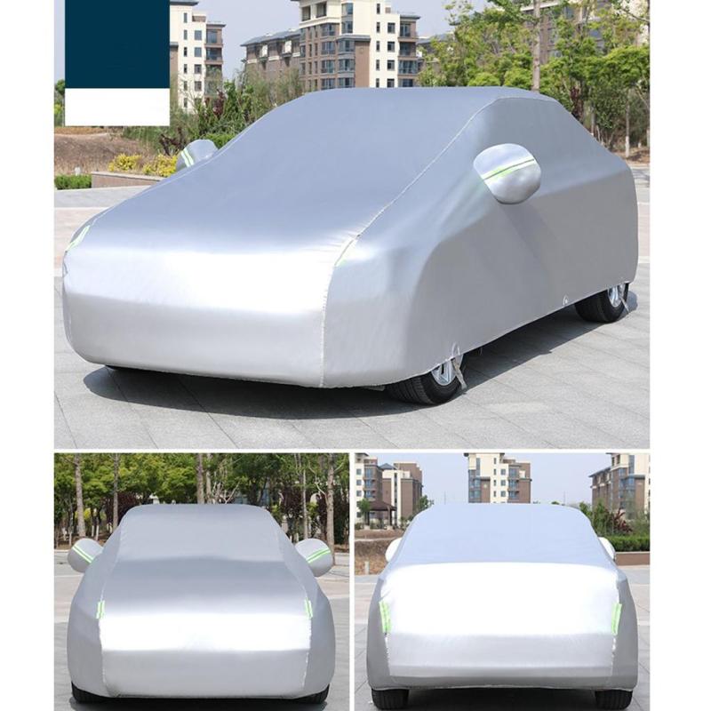 Full Car Cover Windproof Scratch Resistant Waterproof Outdoor Universal Fit Sedan Wagon Trucks - 1 Layer Silver