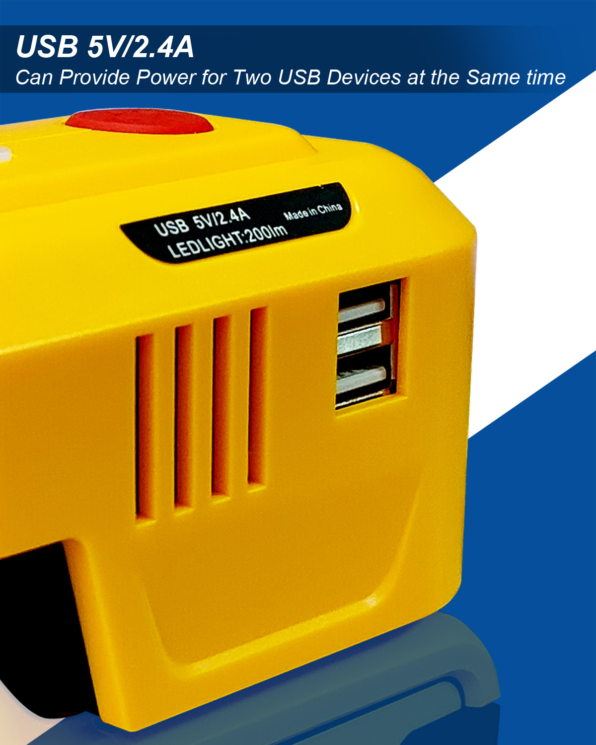 150W Power Inverter Generator Fit for DW 18V 20V MAX XR Li-ion Battery， DC 20V to AC 110V-120V Portable Power Station with Dual USB Outlet and AC Outlet and 200LM LED Light Battery Inverter