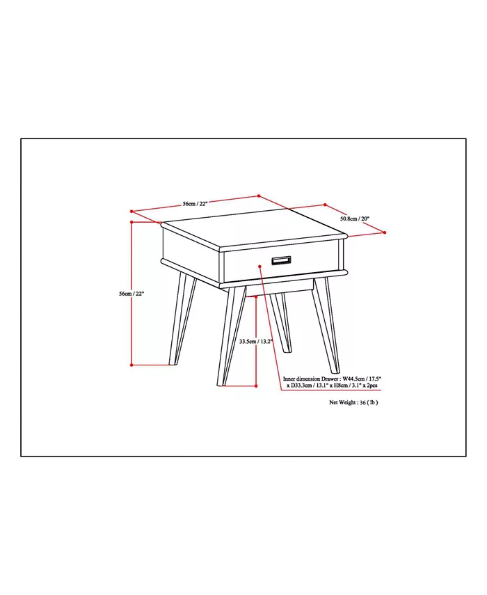 Simpli Home Kentler Mid Century End Table