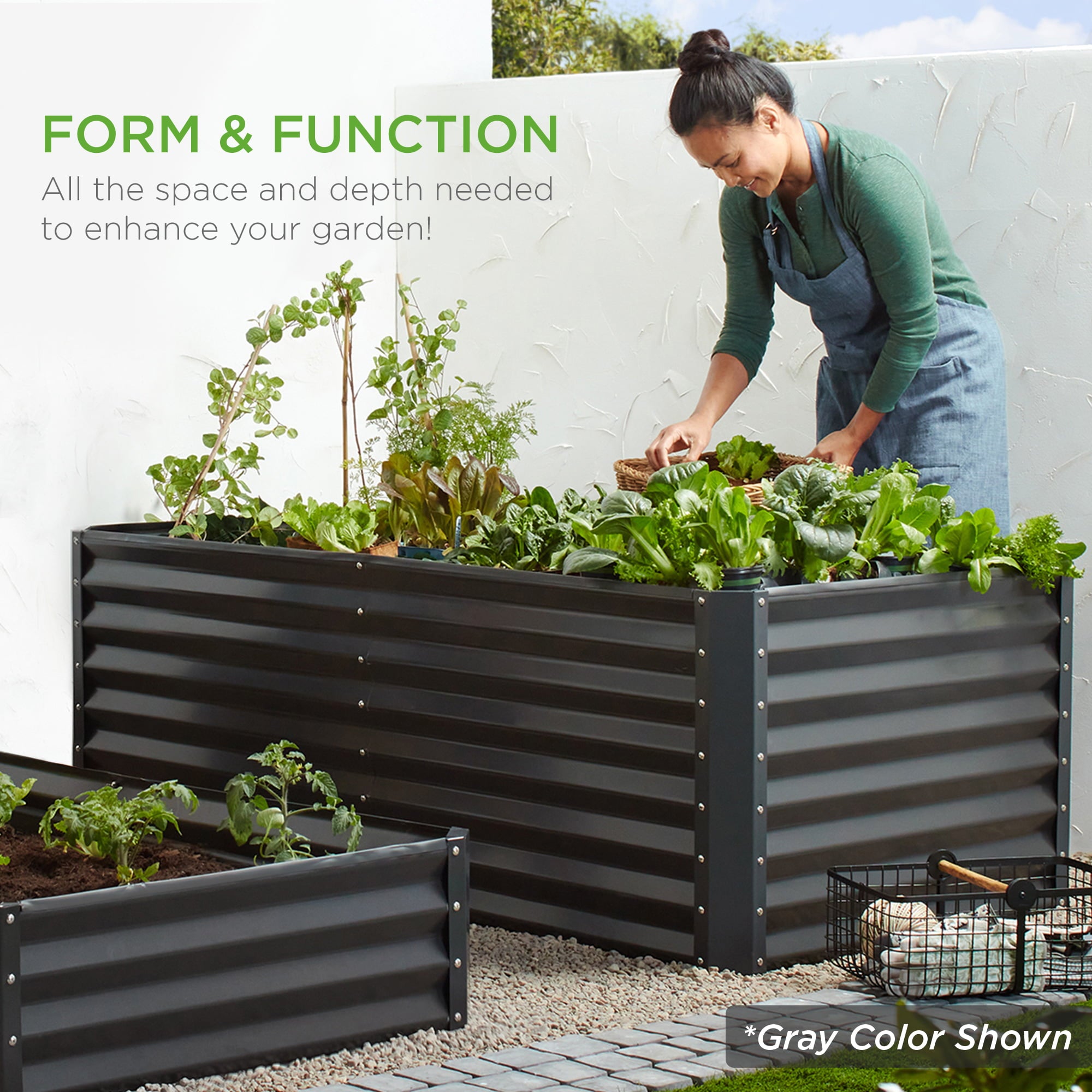 Best Choice Products 6x3x2ft Outdoor Metal Raised Garden Bed, Planter Box for Vegetables, Flowers, Herbs - Wood Grain