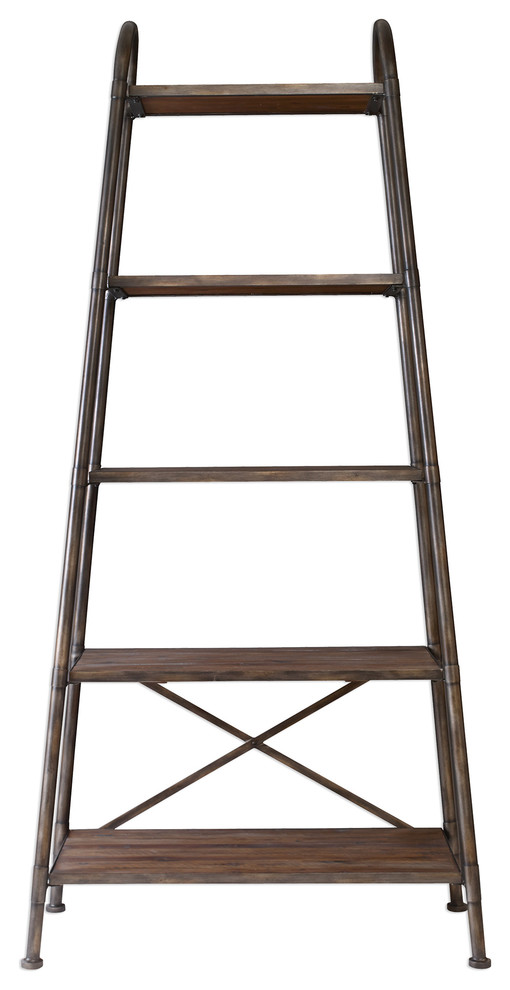 Rustic Urban Industrial Metal Wood Etagere Book Shelves Architectural Open   Industrial   Bookcases   by My Swanky Home  Houzz