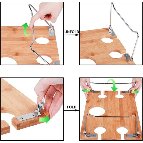 Portable Bamboo Wine Picnic Table Tray