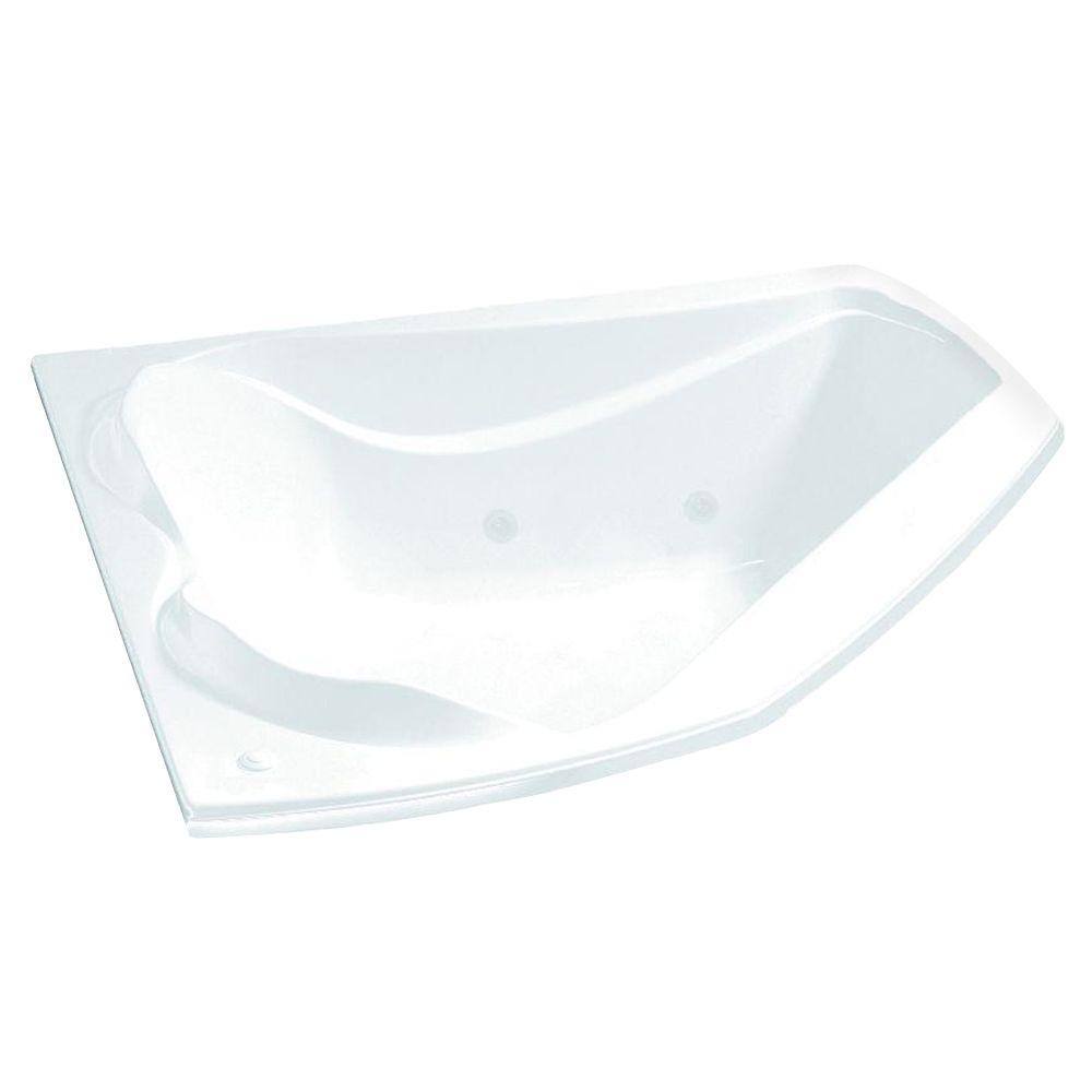 MAAX Cocoon 79 in. x 59 in. Acrylic End Drain Corner Drop-in Soaking Bathtub in White 102724-000-001-000