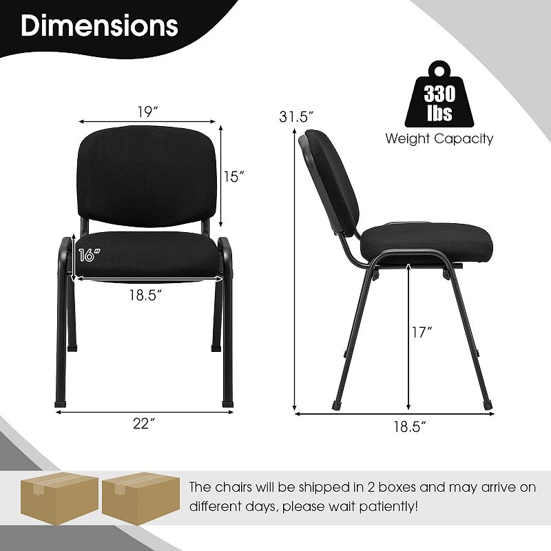 Office Chair With Metal Frame And Padded Cushions For Conference Room-set Of 2