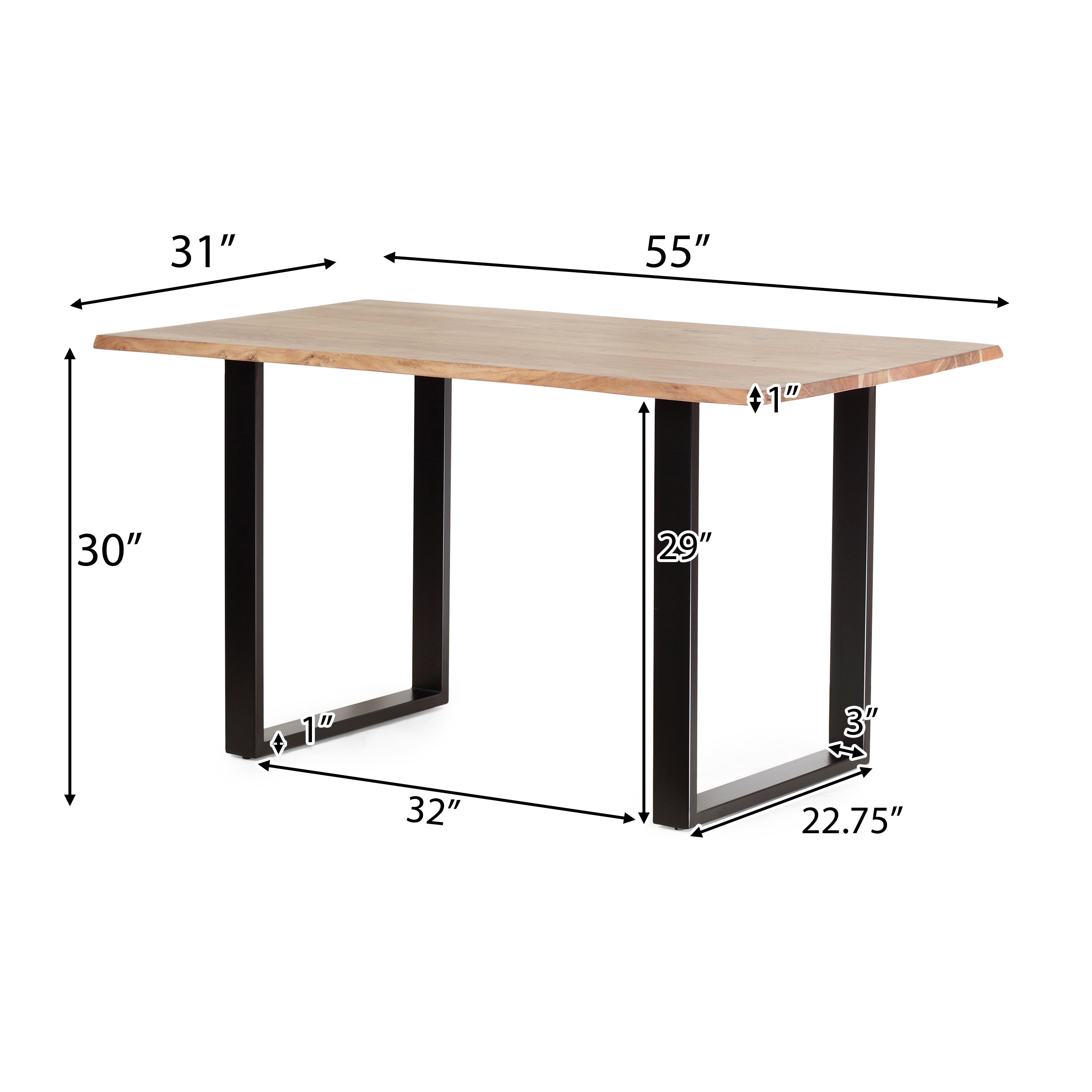 Melia Modern Industrial Acacia Wood Dining Table