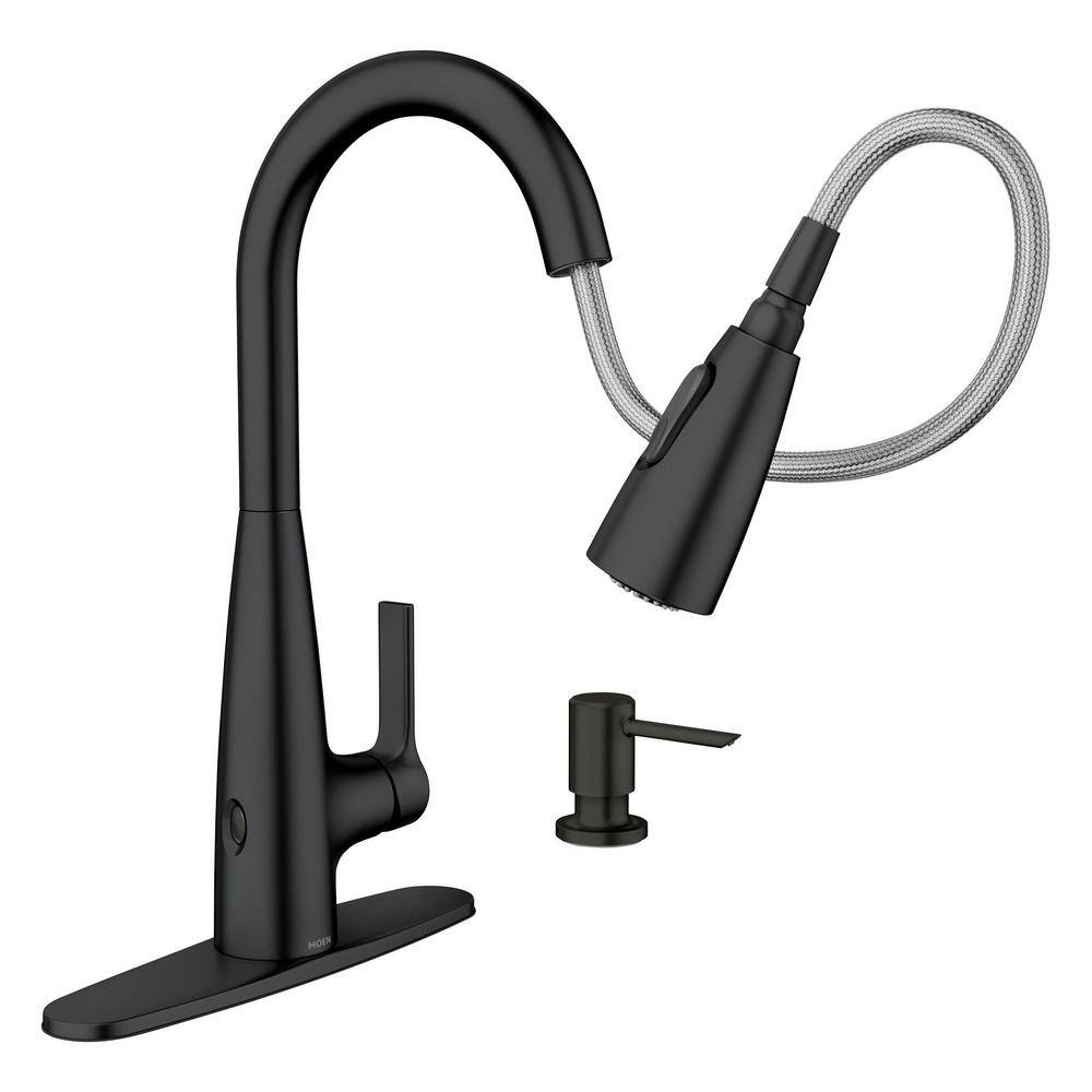 MOEN Haelyn Touchless Single-Handle Pull-Down Sprayer Kitchen Faucet with MotionSense Wave and Power Clean in Matte Black 87627EWBL