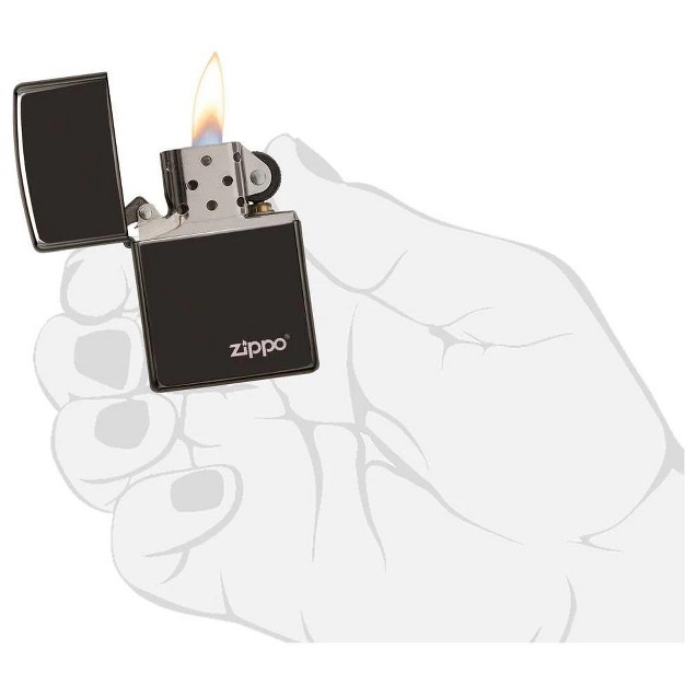 Zippo Classic High Polish Black Zippo Logo Windproof Lighter