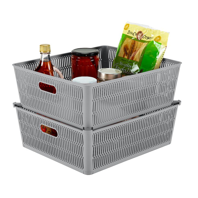 Simplify 2-Pack Slide to Stack Shallow Storage Tote Set