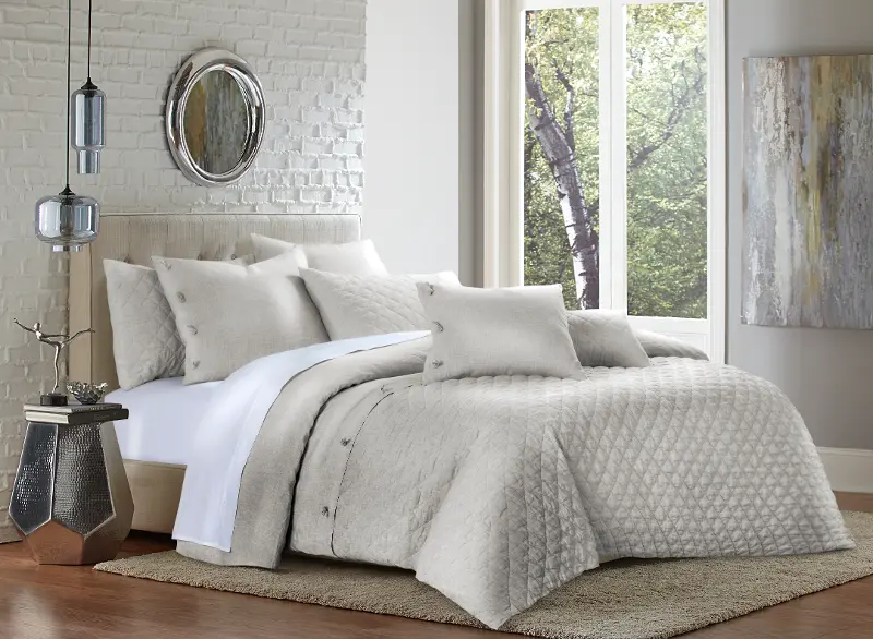 Natural Linen 7 Piece Queen Bedding Collection - Gibson