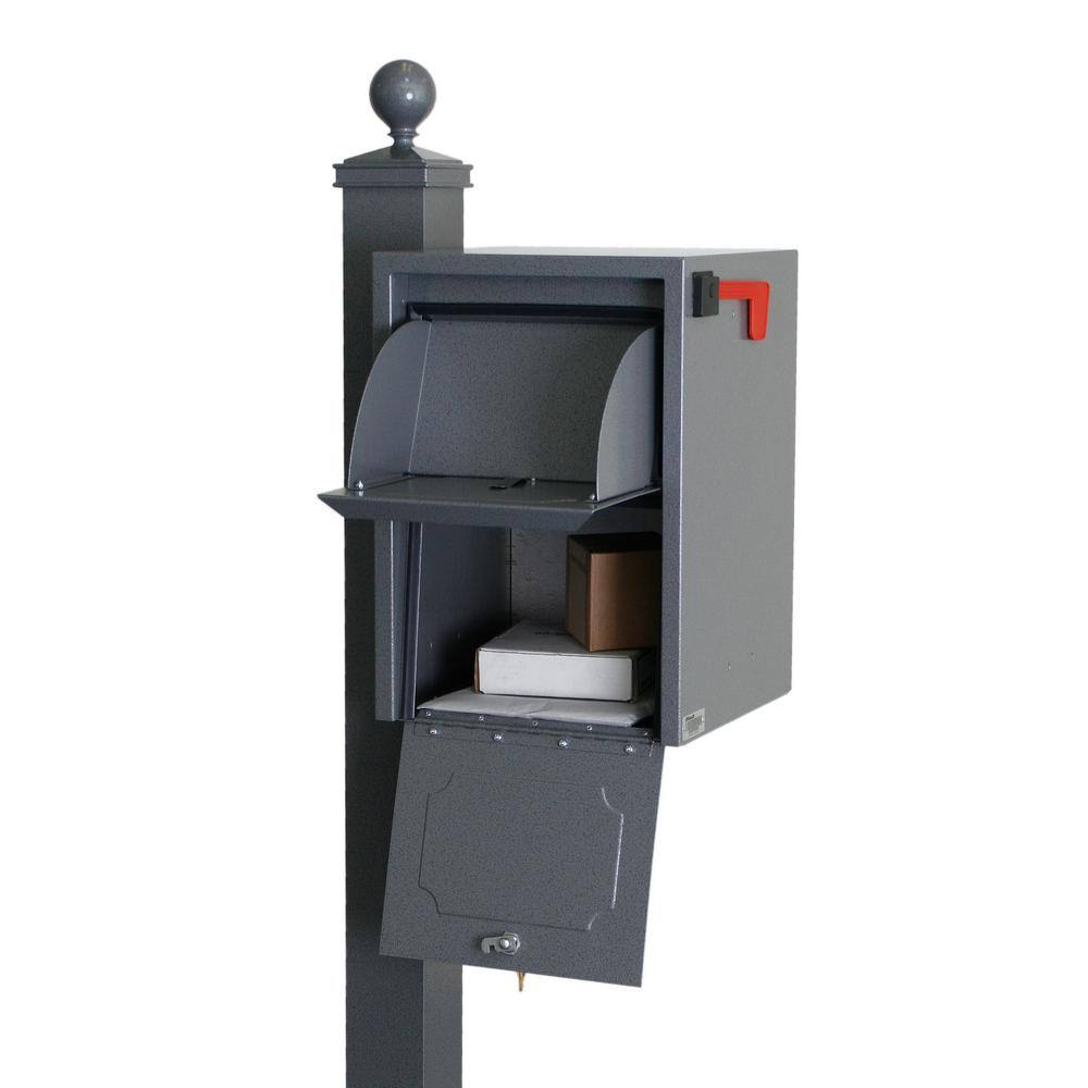 dVault Weekend Away Vault Gray PostColumn Mount Secure Mailbox DVJR0060-2