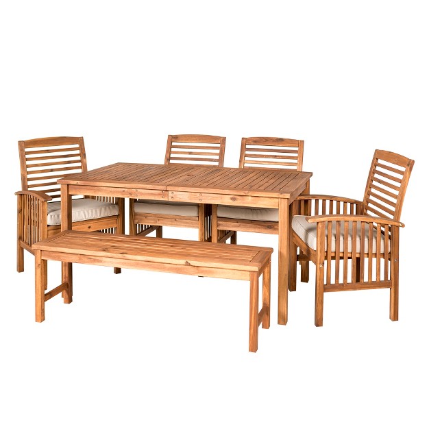 Ravenscroft 6pc Acacia Wood Patio Dining Set Saracina Home Weather resistant Outdoor Dining Furniture With Cushions