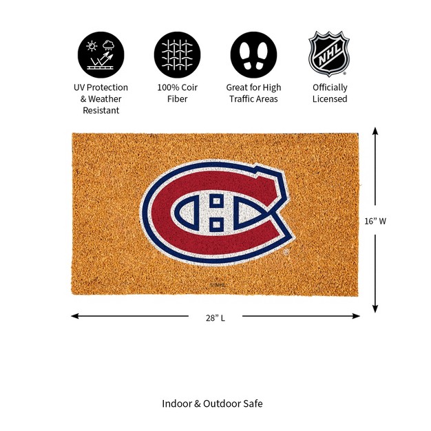 Evergreennhlmontreal Canadiens Logo Natural Coir 28 X 16 Inches Indoor Outdoor Doormat