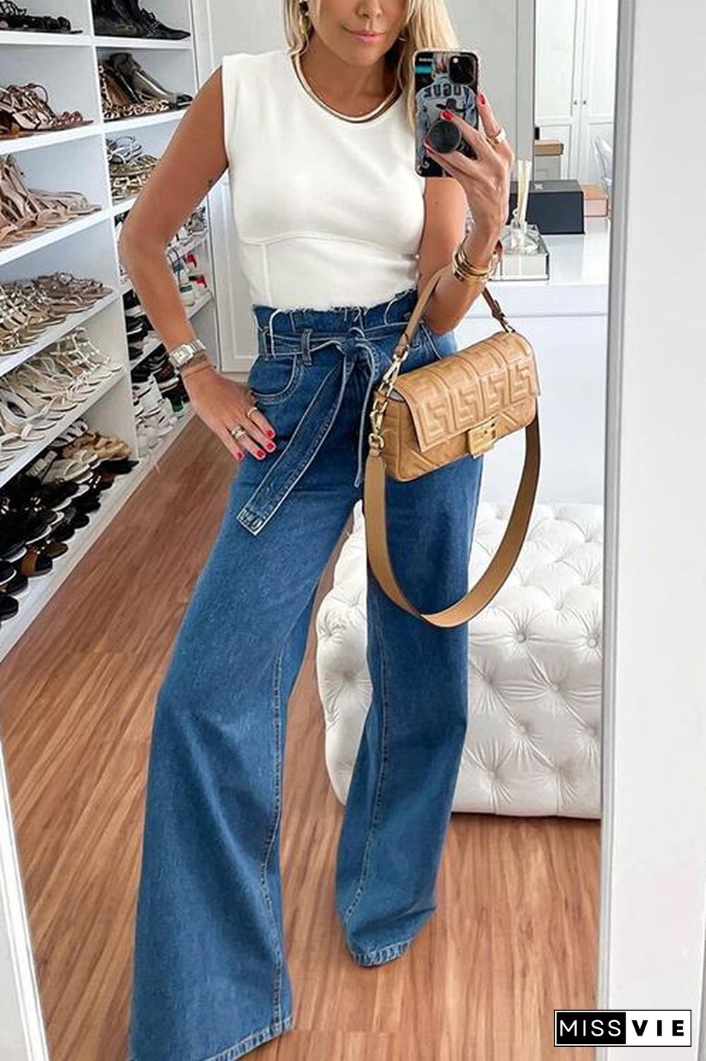 Belted Loose High Waist Jeans