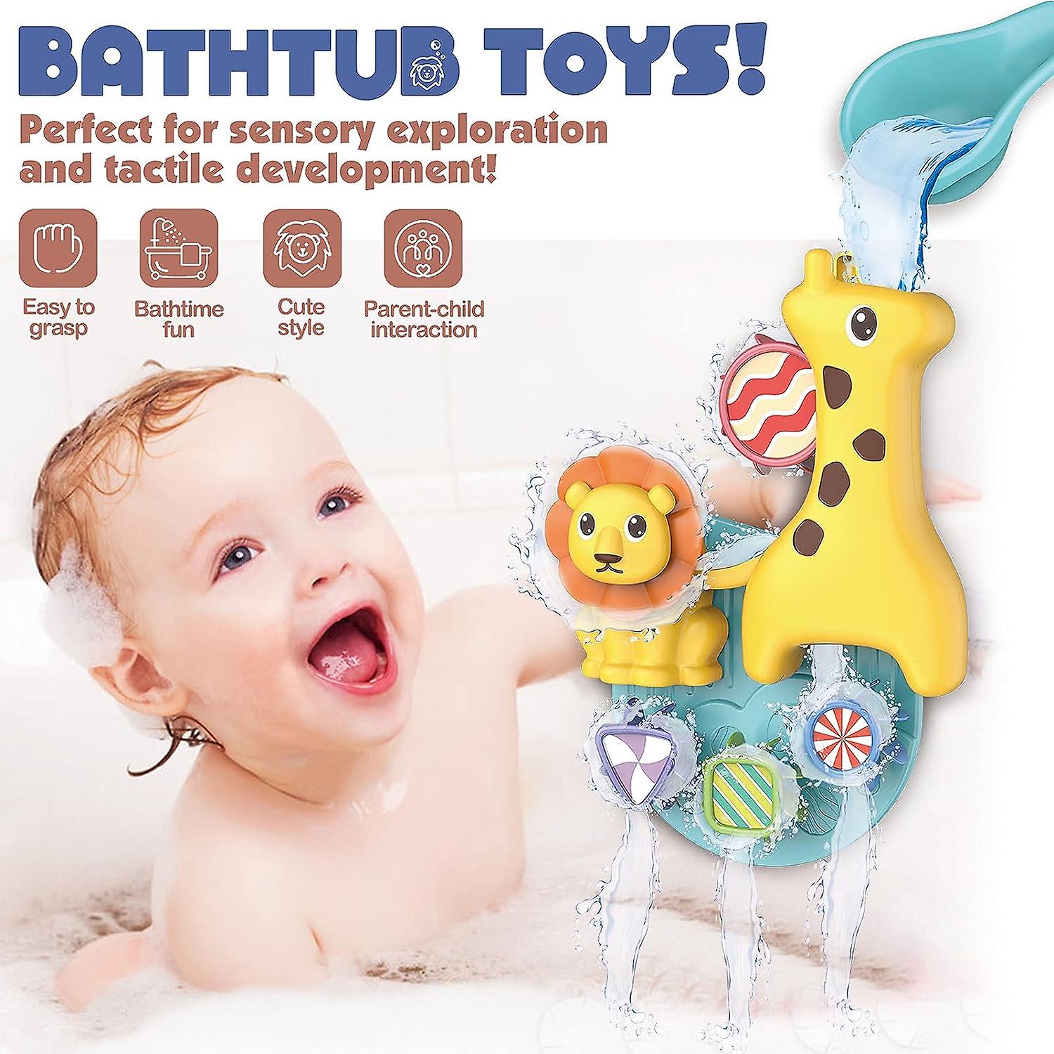 Baby Bath Toys For Toddlers 1 2 3 Year Old， Interactive Sensory Toys For Bath Time， No Battery Flow Water Toys With Strong Suction Cups， Colourful Bat