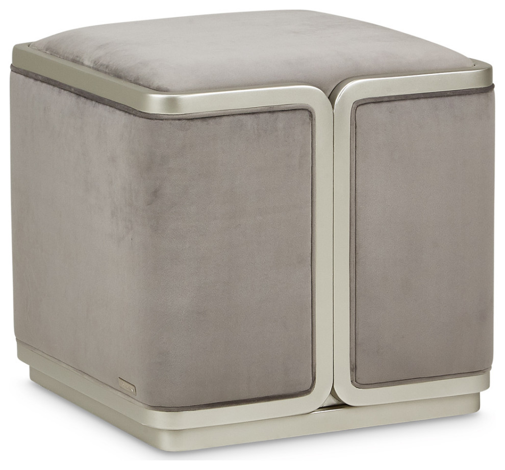 Linea Ottoman   Gray Pearl/Silver Mist   Contemporary   Footstools And Ottomans   by Michael Amini  Houzz