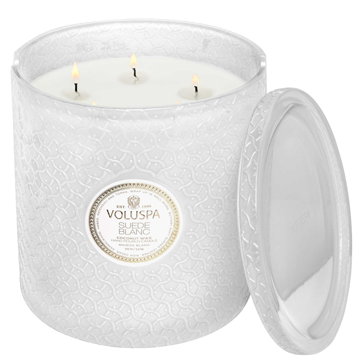 Suede Blanc 5 Wick Hearth Candle