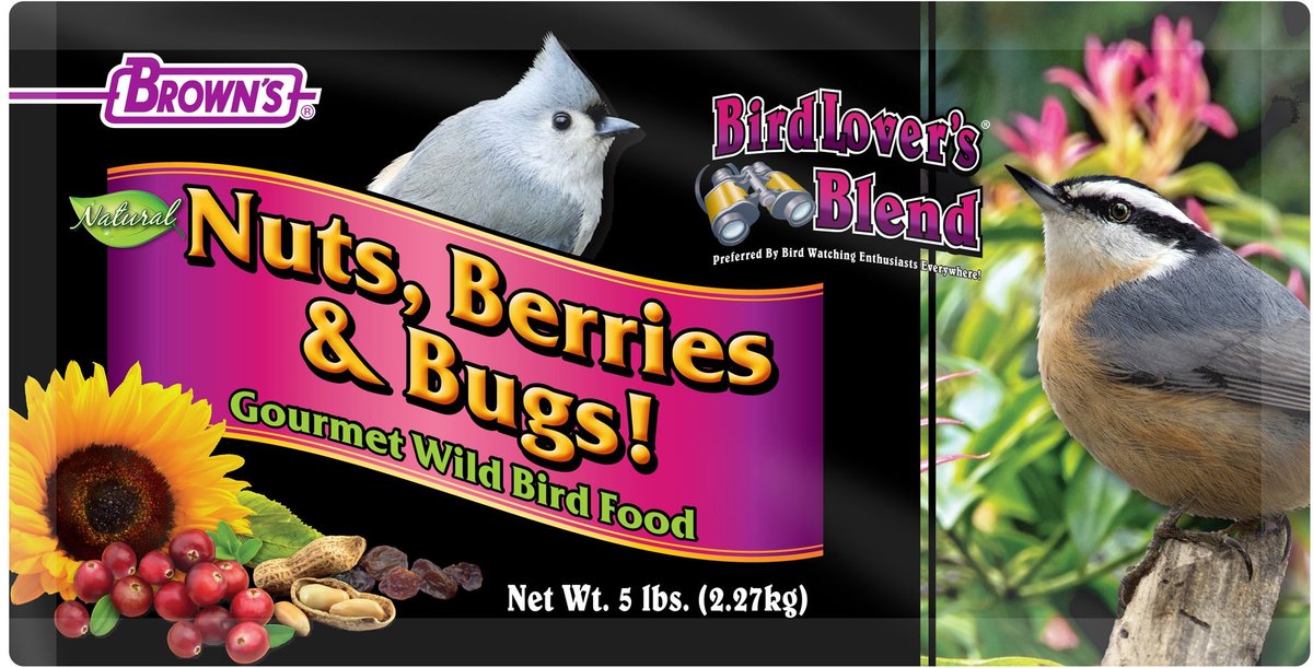 Brown's Bird Lover's Blend Nuts， Berries and Bugs! Gourmet Wild Bird Food