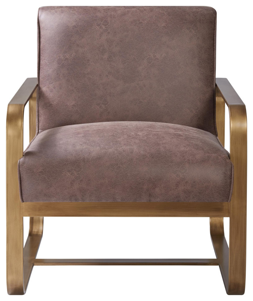 Chale Fabric Accent Chair Antique Gold Frame  Devore Brown   Contemporary   Armchairs And Accent Chairs   by Virgil Stanis Design  Houzz