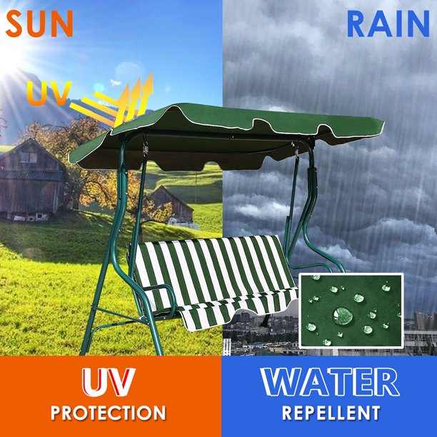 SKONYON Outdoor Swing Canopy Patio Swing Chair 3 Person Canopy Hammock