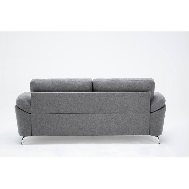 Villanelle Light Gray Linen Sofa Loveseat Chair Living Room Set